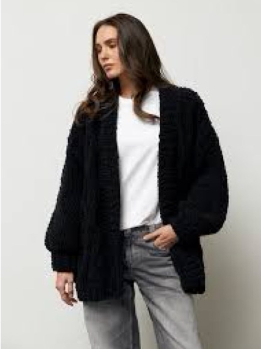 Wilfred Black Oversized Open-Front Cardigan